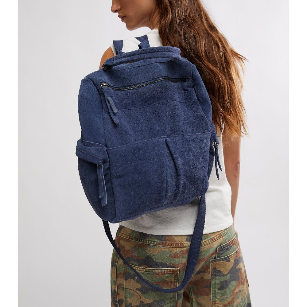 New FREE PEOPLE Paint The Town Backpack / Bellweather Blue